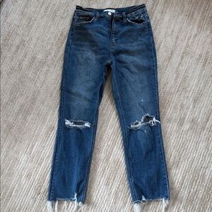 Flying Monkey Dark Blue Distressed Straight Leg Jeans